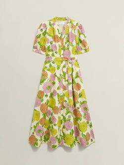 Hobbs Elina Floral Midi Dress, Cream Multi, Cream Multi