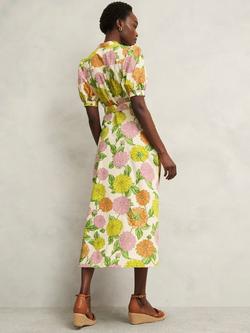 Hobbs Elina Floral Midi Dress, Cream Multi - view 2, Cream Multi