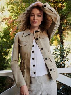 Hobbs Mandy Gathered Waist Utility Jacket, Soft Grey, Soft Grey