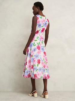 Hobbs Petite Carly Floral Midi Dress, Ivory Multi - view 2, Ivory Multi