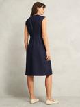 Hobbs Petite Kayleigh Linen A-Line Knee Length Dress, Navy