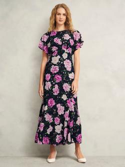 Hobbs Petite Lalena Floral A-Line Maxi Dress, Midnight Multi, Midnight Multi