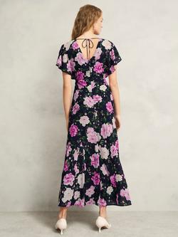 Hobbs Petite Lalena Floral A-Line Maxi Dress, Midnight Multi - view 2, Midnight Multi