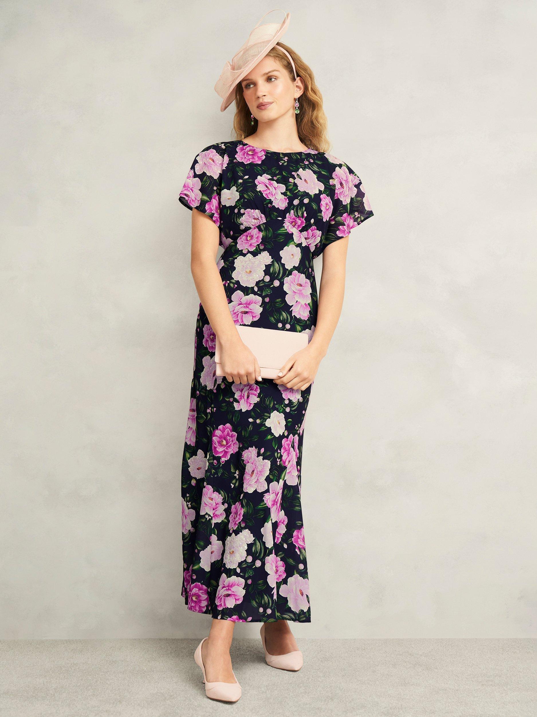 Product image 6 of 6, which shows Hobbs Petite Lalena Floral A-Line Maxi Dress, Midnight Multi, 6