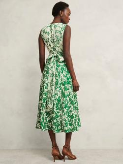 Hobbs Petite Maddie Floral A-Line Dress, Green Cream - view 2, Green Cream
