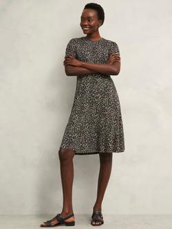 Hobbs Petite Rima Puff Sleeve Jersey Dress, Multi, Multi