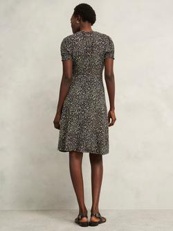 Hobbs Petite Rima Puff Sleeve Jersey Dress, Multi - view 2, Multi