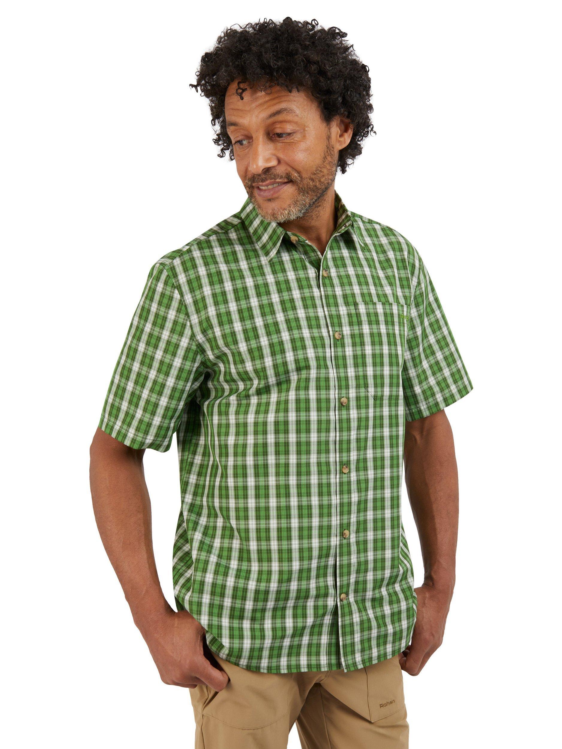 Product image 1 of 4, which shows Rohan Men's Coast UPF 40+ Check Short Sleeve Shirt, Alpine Green, S