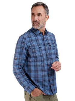 Rohan Pennine UPF 40+ Regular Fit Check Shirt, Shadow Blue, Shadow Blue