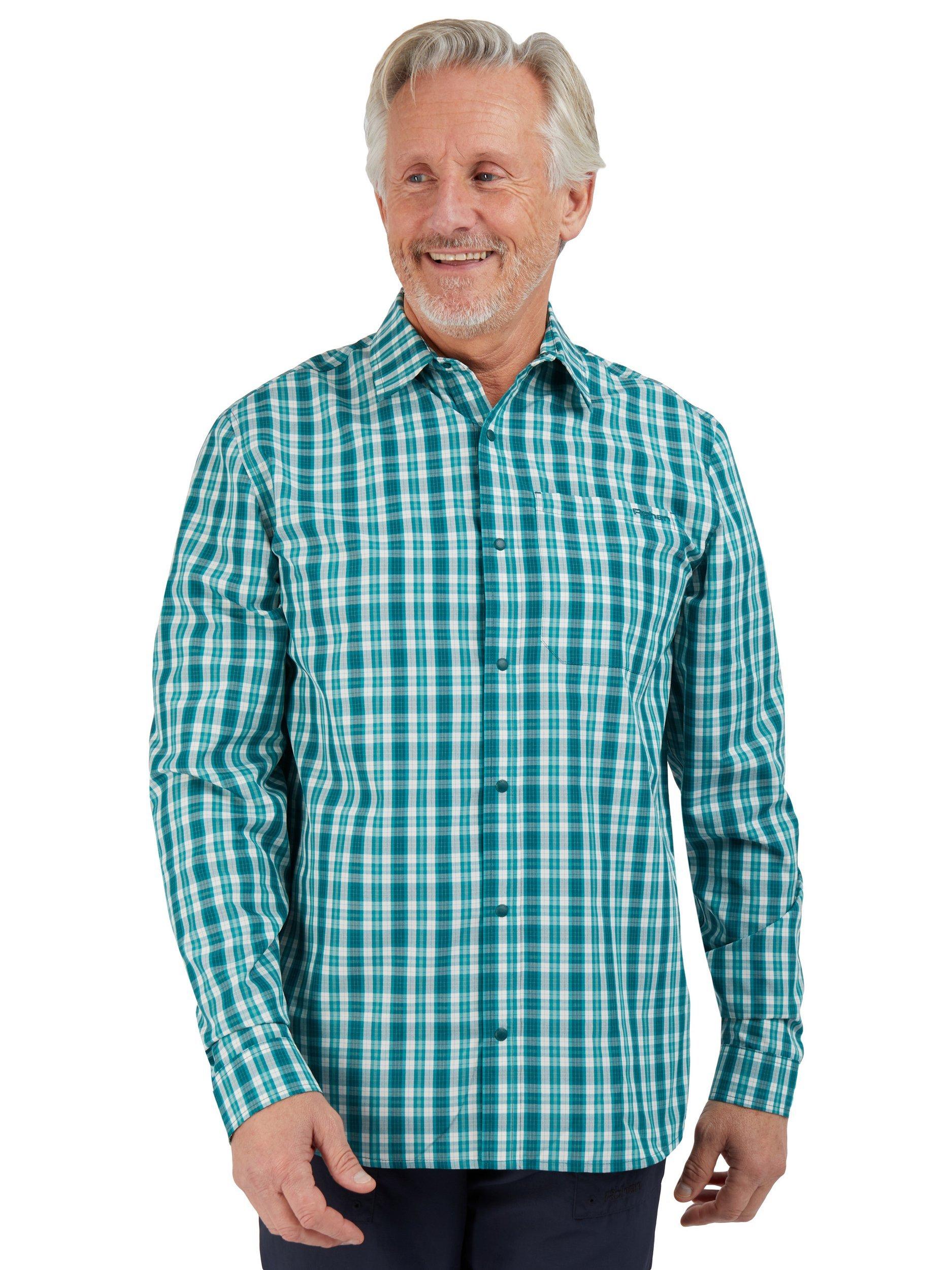 Product image 1 of 6, which shows Rohan Portreath UPF 40+ FreshWay Regular Fit Check Shirt, Marine Teal, S