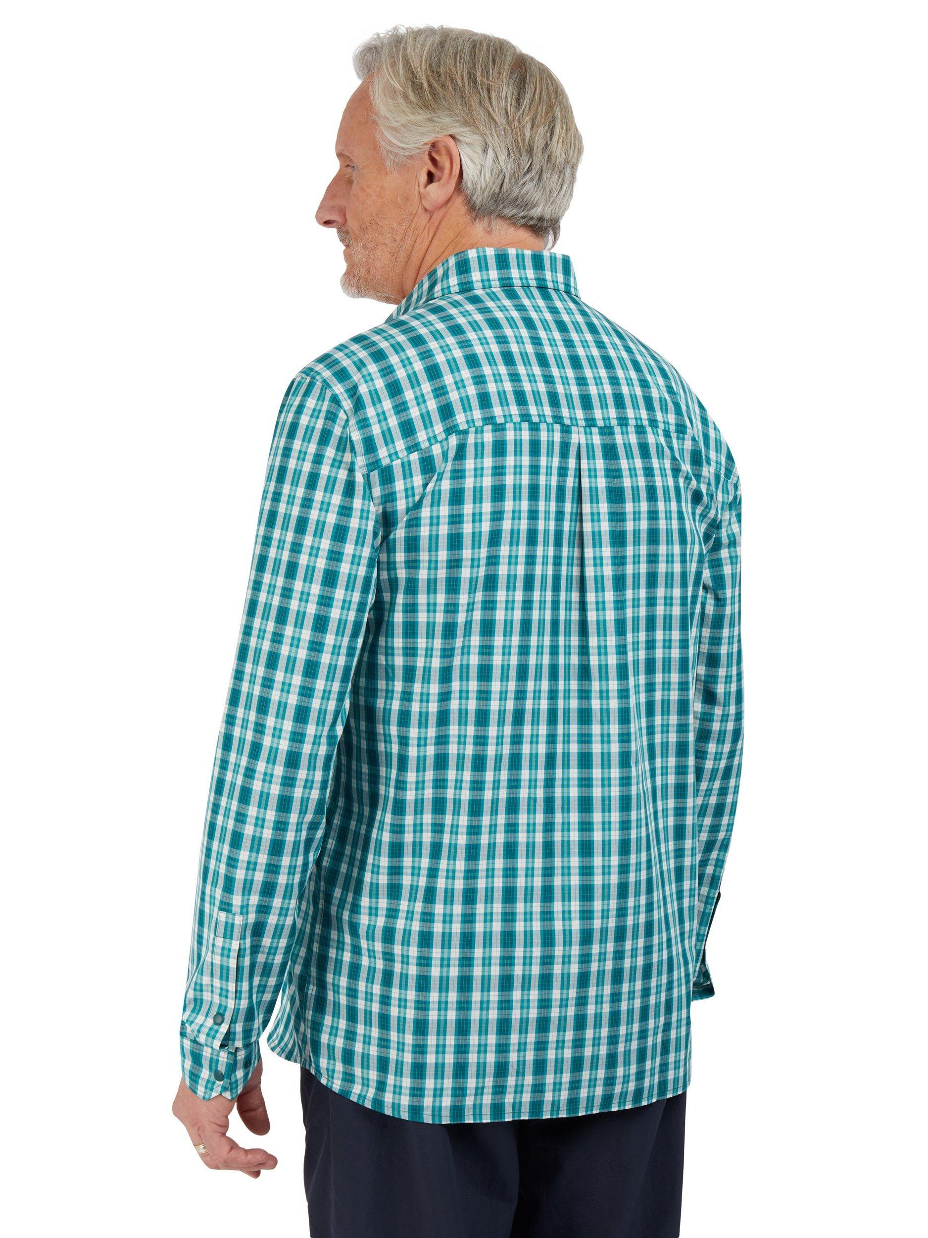 Product image 2 of 6, which shows Rohan Portreath UPF 40+ FreshWay Regular Fit Check Shirt, Marine Teal, S