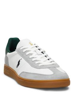 Polo Ralph Lauren Bedford Leather Trainers, White, Grey, Forest - view 2, White, Grey, Forest