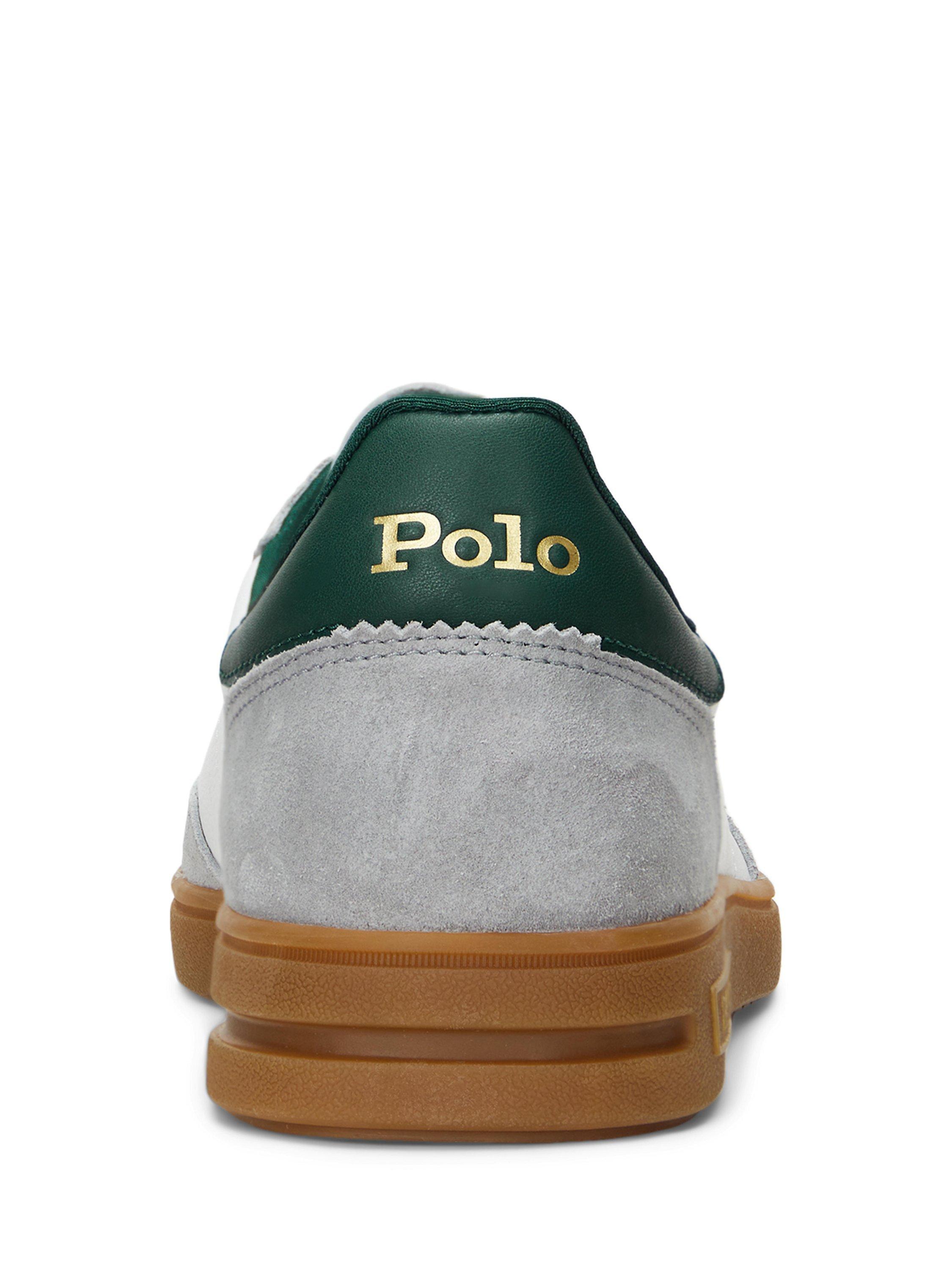 Product image 3 of 4, which shows Ralph Lauren Bedford Leather Trainers, White/Grey/Forest, 7