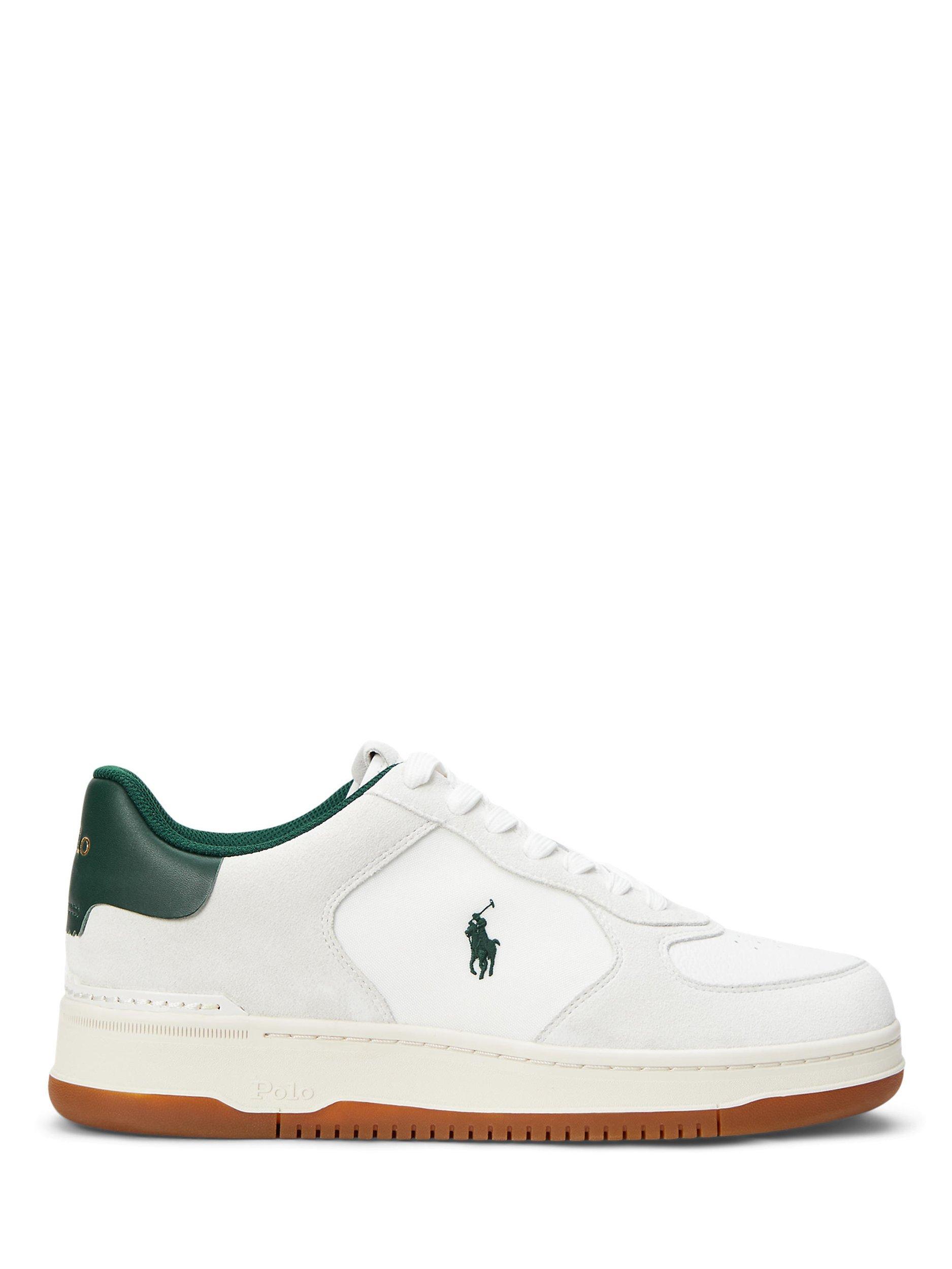 Product image 1 of 4, which shows Ralph Lauren Polo Masters Court Trainers, White/Forest, 7