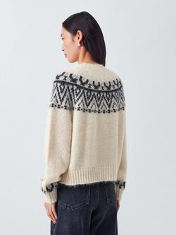 AND/OR Fair Isle Wool Rich Cardigan, Cream/Blue - view 2, Cream/Blue