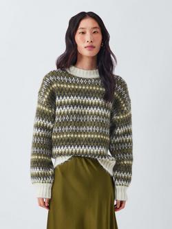 AND/OR Fair Isle Wool Rich Jumper, Olive, Olive