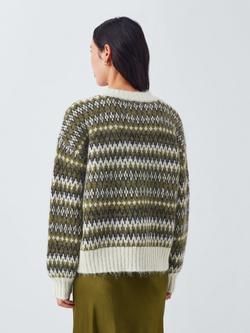 AND/OR Fair Isle Wool Rich Jumper, Olive - view 2, Olive