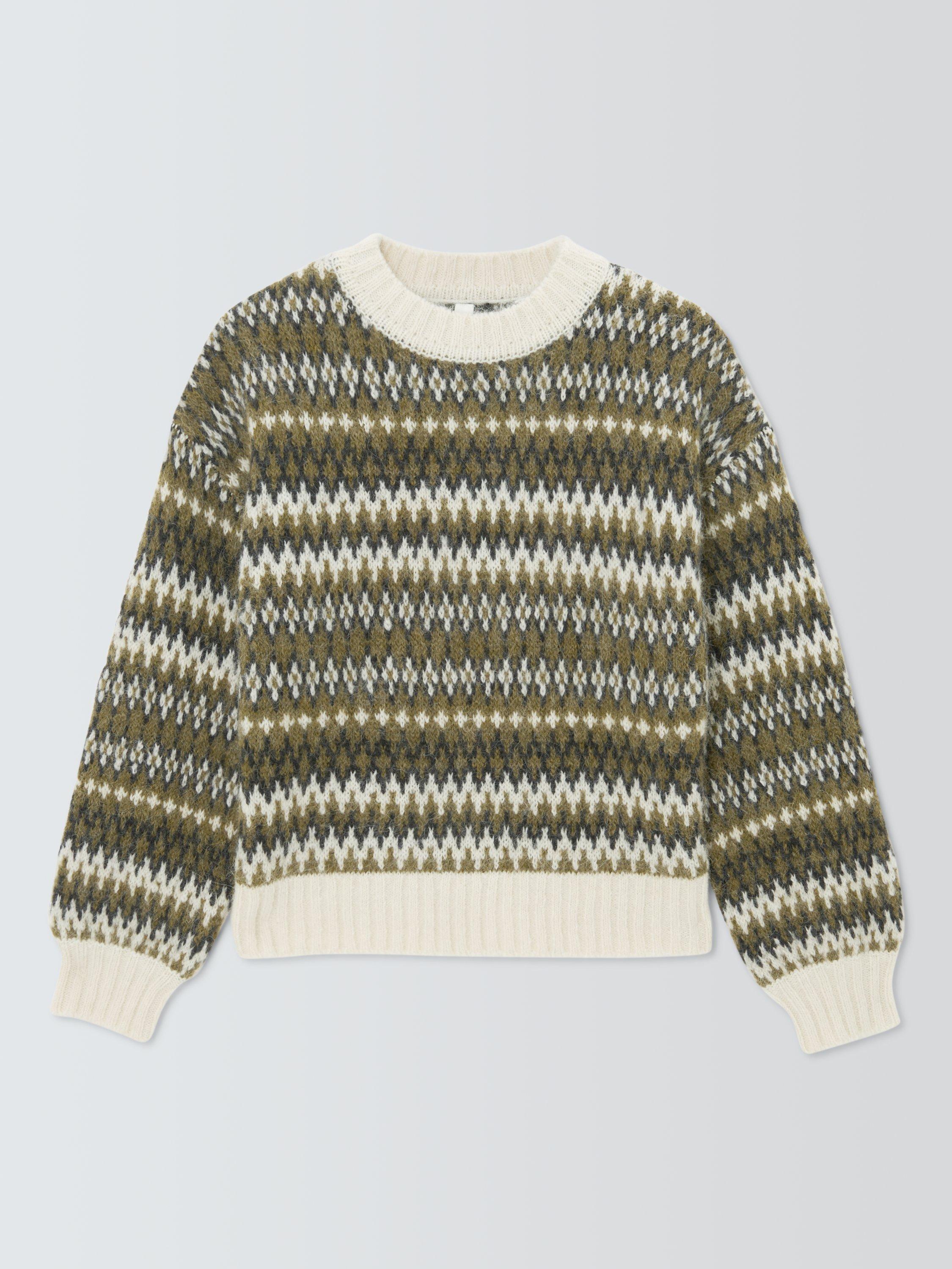 Product image 4 of 6, which shows AND/OR Fair Isle Wool Rich Jumper, Olive, S