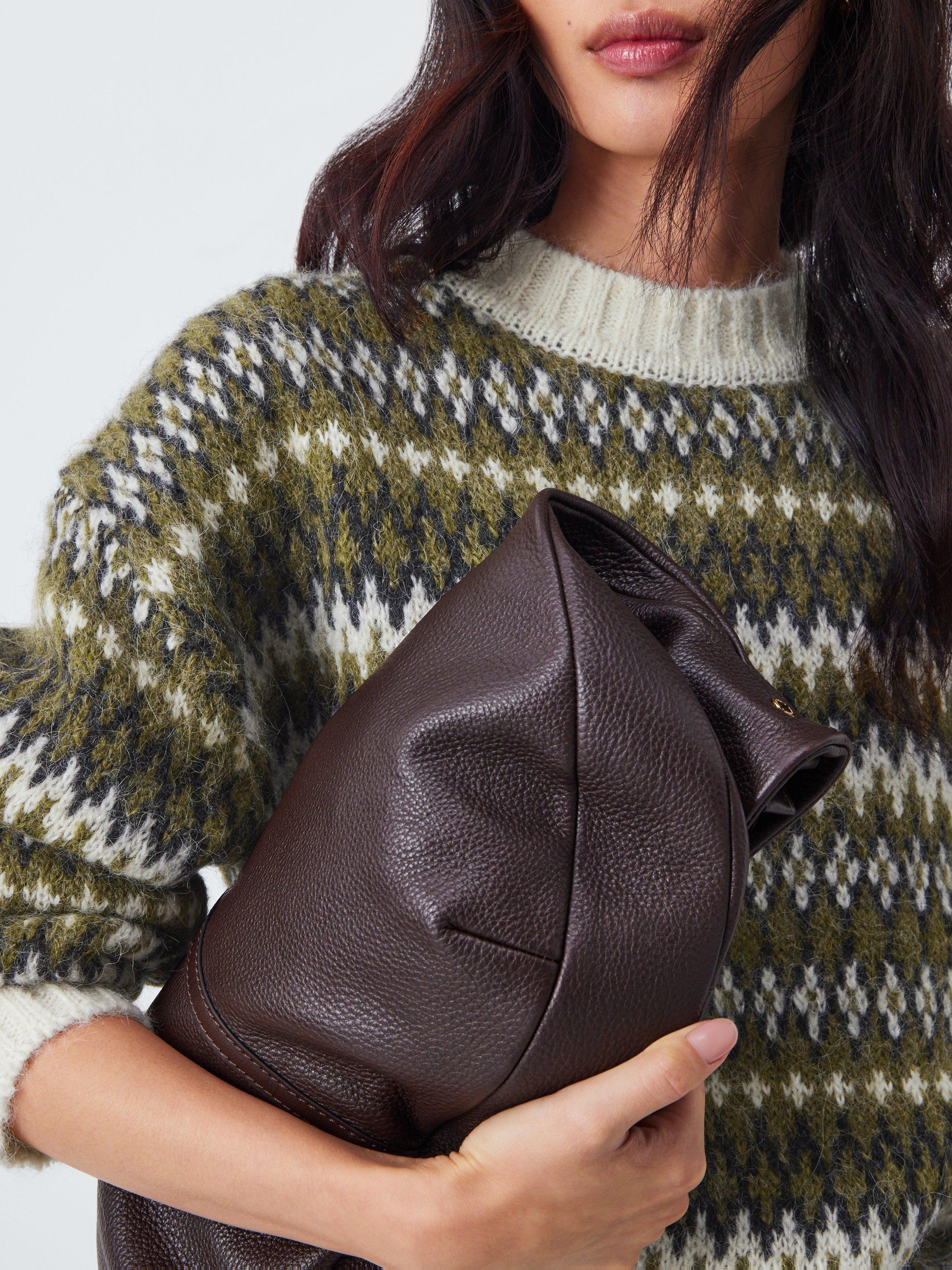 Product image 5 of 6, which shows AND/OR Fair Isle Wool Rich Jumper, Olive, S