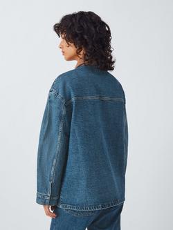 AND/OR Contrast Collar Denim Jacket, Mid Wash Blue - view 2, Mid Wash Blue