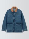 AND/OR Contrast Collar Denim Jacket, Mid Wash Blue
