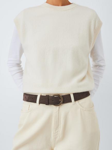 John Lewis Julia Belt, Chocolate Suede - view 2, Chocolate