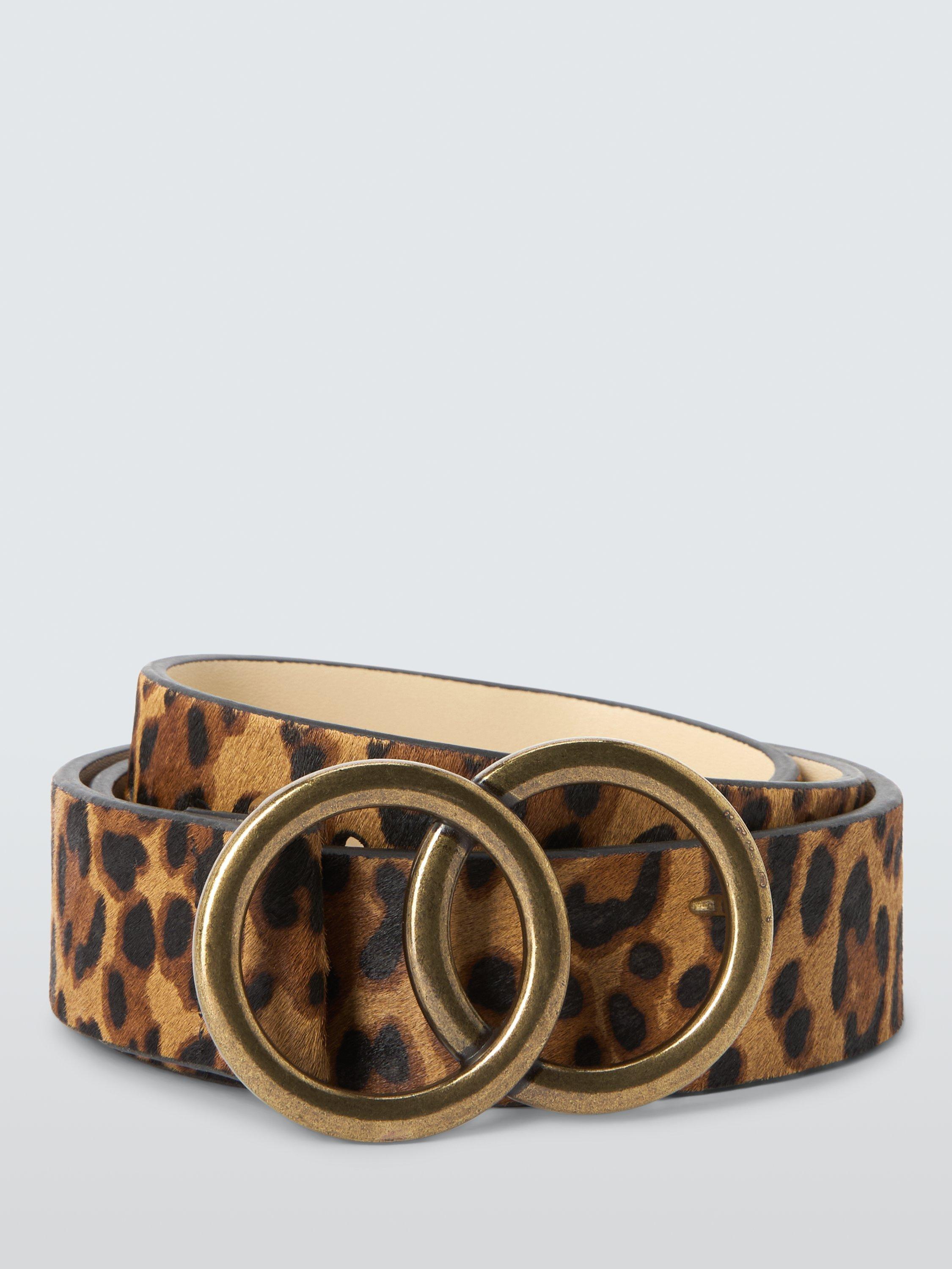 Product image 1 of 4, which shows John Lewis Olivia Double-O Printed Belt, Leopard, S