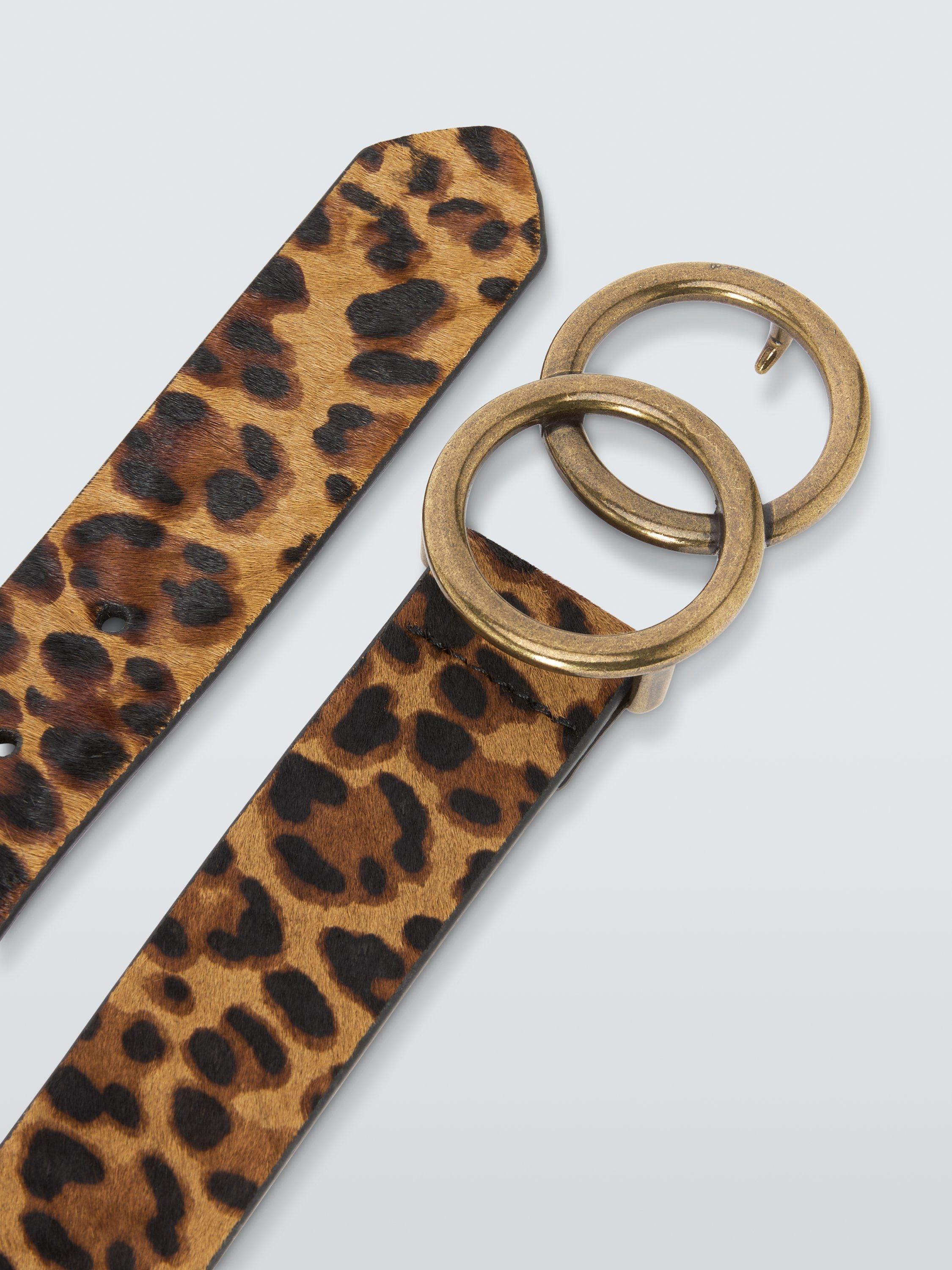 Product image 3 of 4, which shows John Lewis Olivia Double-O Printed Belt, Leopard, S
