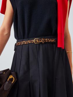 John Lewis Sarah Leopard Print Leather Belt - view 2, Brown/Multi