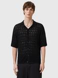 AllSaints Loire Cotton Blend Slim Fit Textured Cardigan, Black