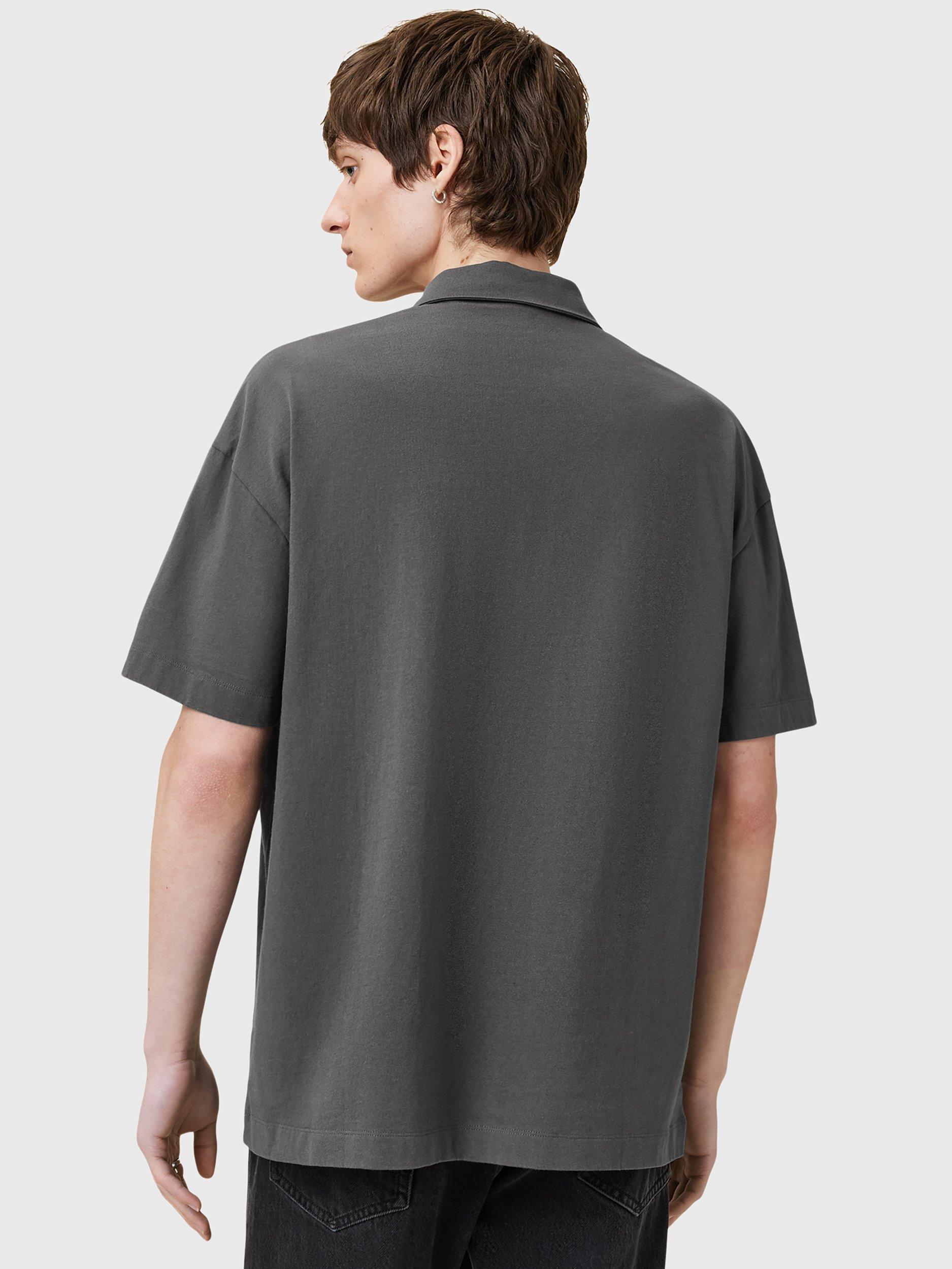 Product image 2 of 6, which shows AllSaints Xander Polo Shirt, Charcoal, L