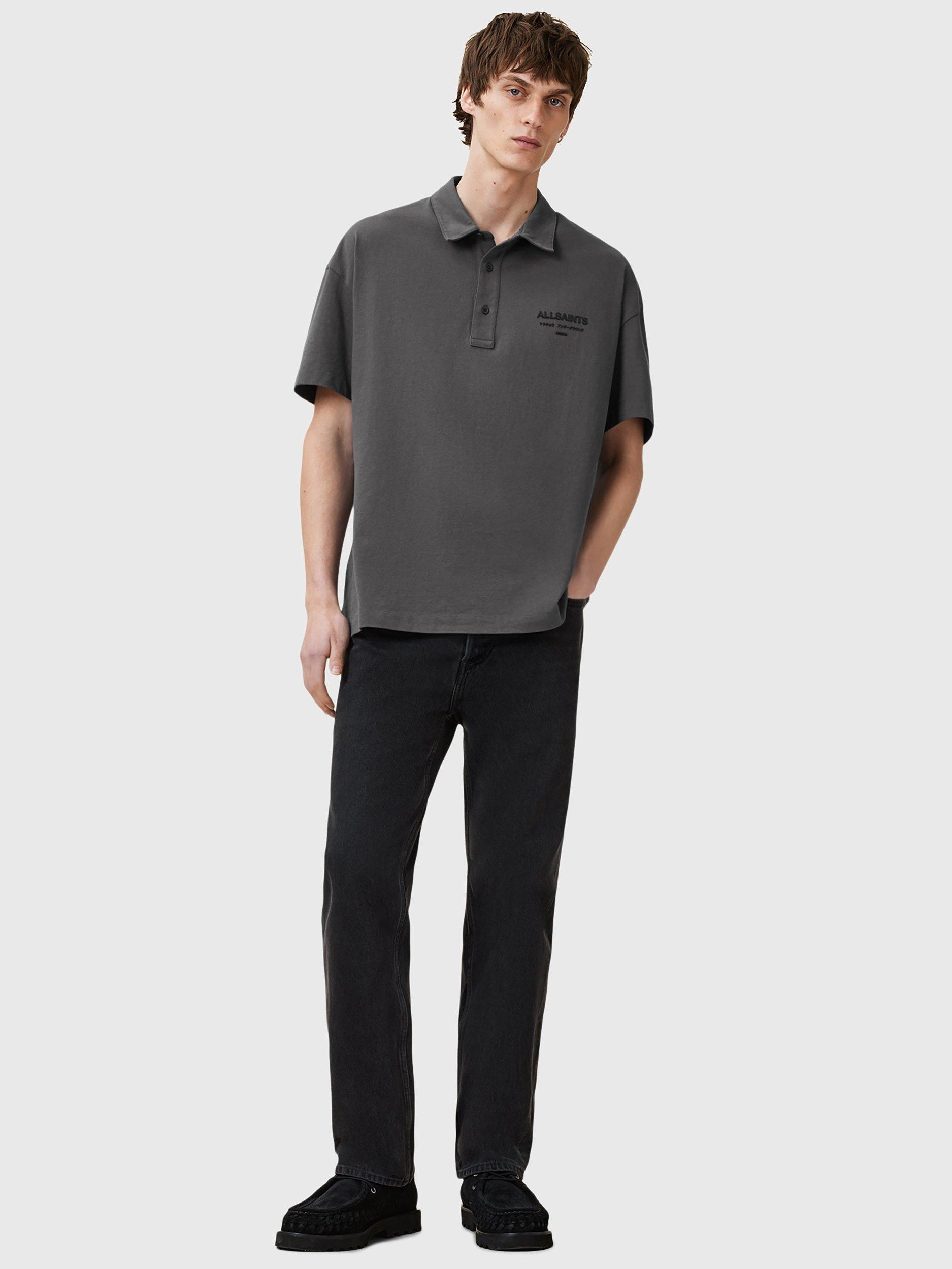 Product image 3 of 6, which shows AllSaints Xander Polo Shirt, Charcoal, L