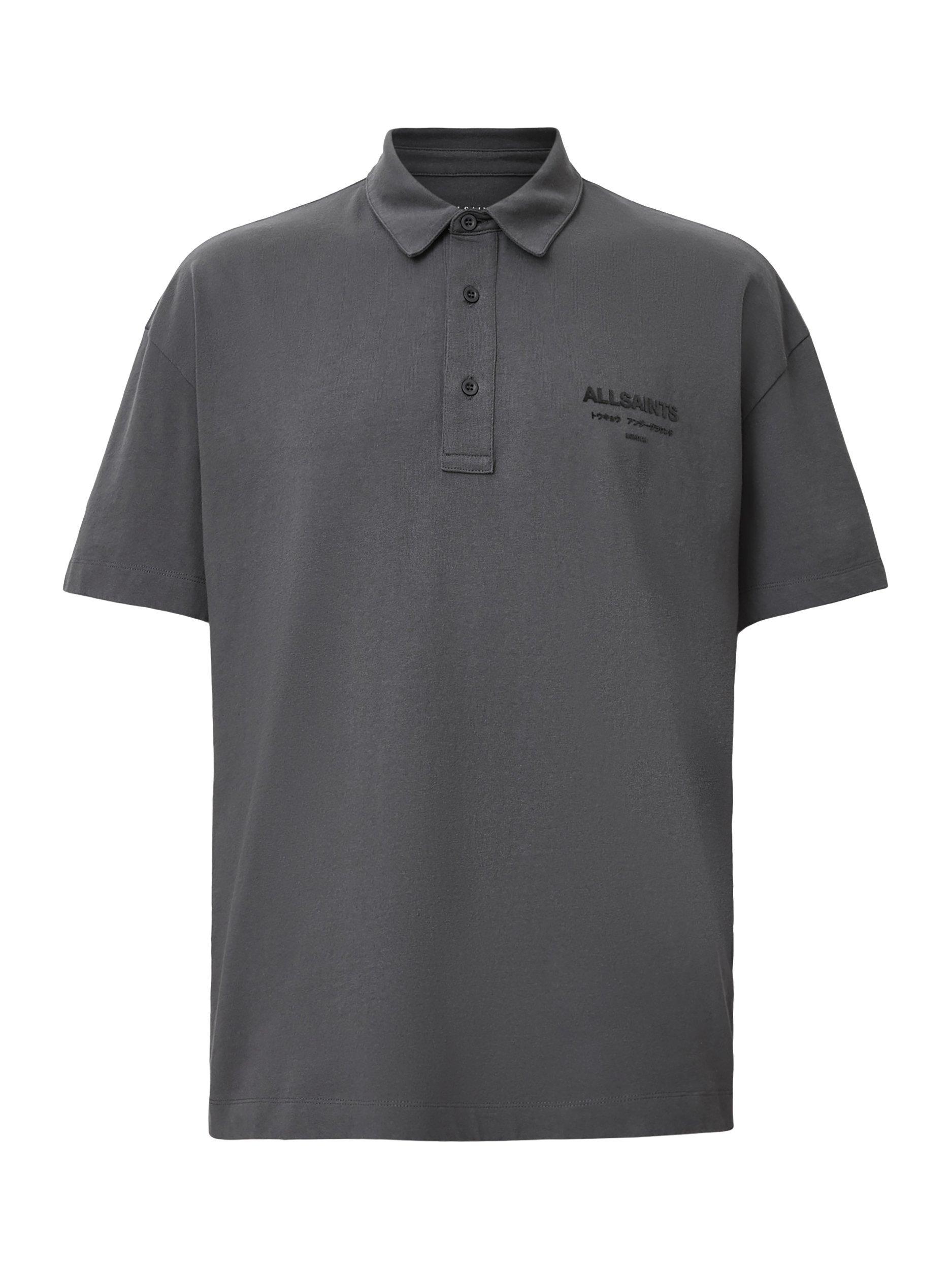 Product image 6 of 6, which shows AllSaints Xander Polo Shirt, Charcoal, L
