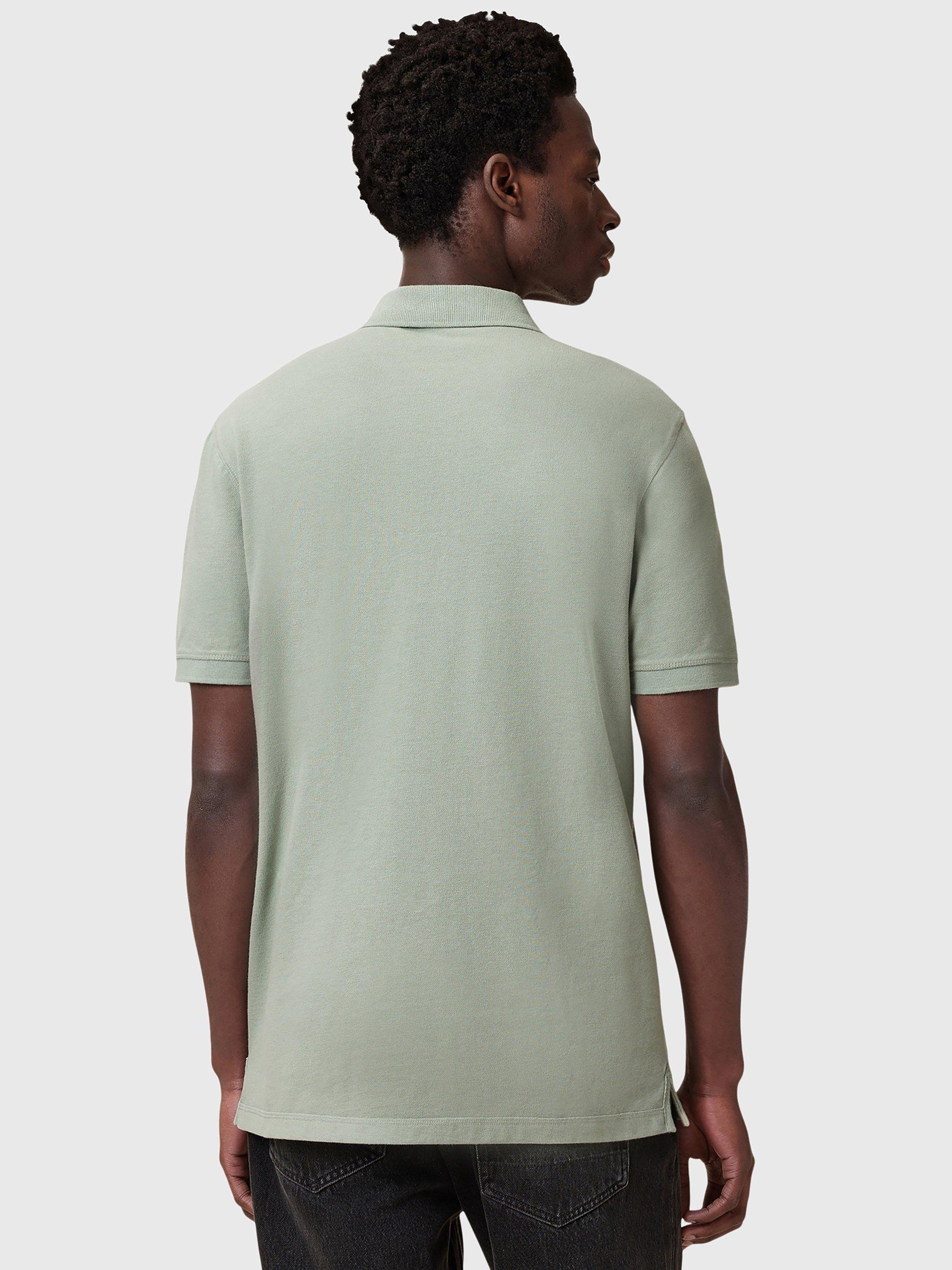 Product image 2 of 5, which shows AllSaints Reform Slim Fit Cotton Polo Shirt, Mineral Green, XS