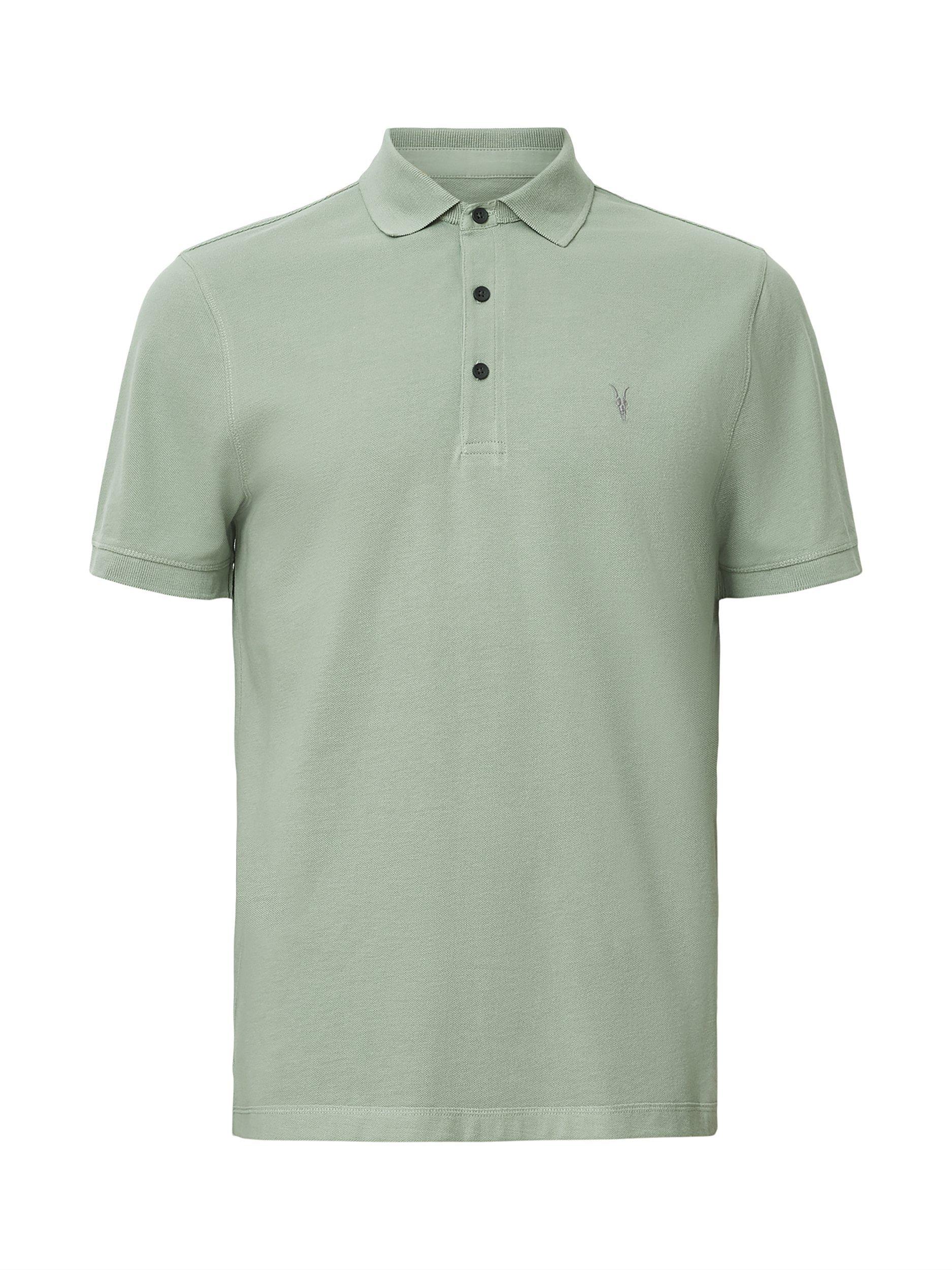 Product image 4 of 5, which shows AllSaints Reform Slim Fit Cotton Polo Shirt, Mineral Green, XS