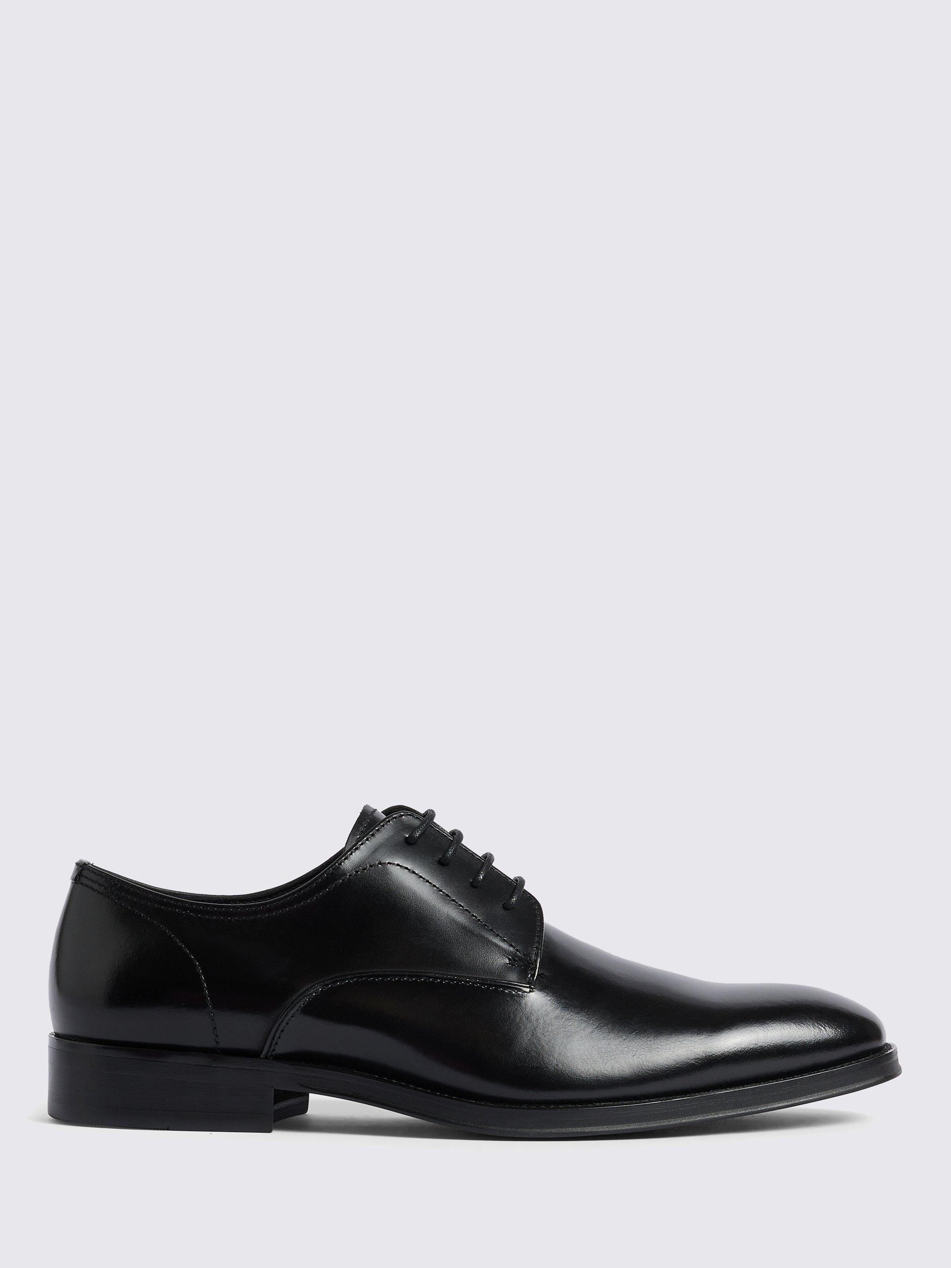 Product image 1 of 4, which shows Moss John White Lace Up Leather Derby Shoes, Black, 6
