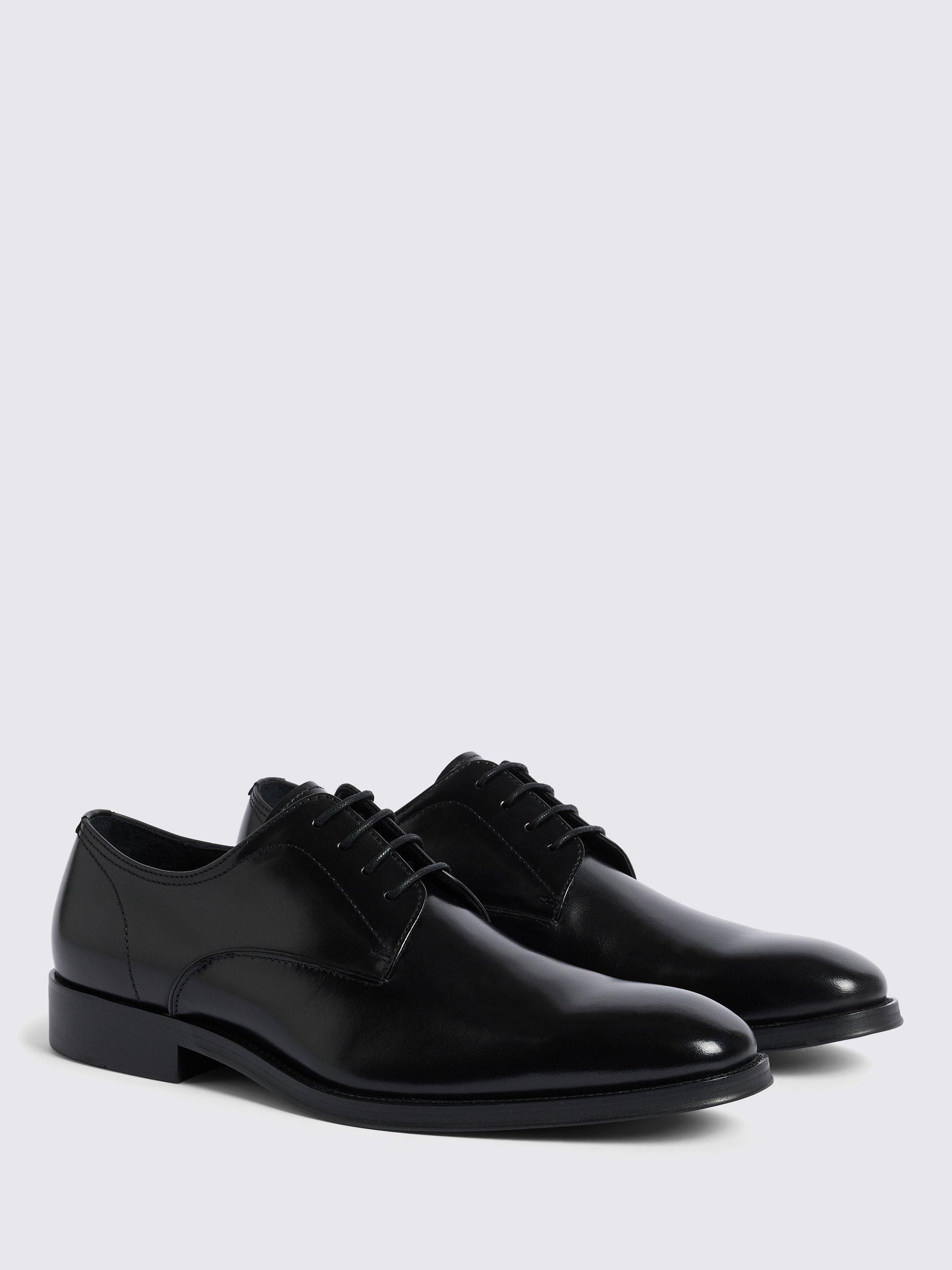Product image 2 of 4, which shows Moss John White Lace Up Leather Derby Shoes, Black, 6
