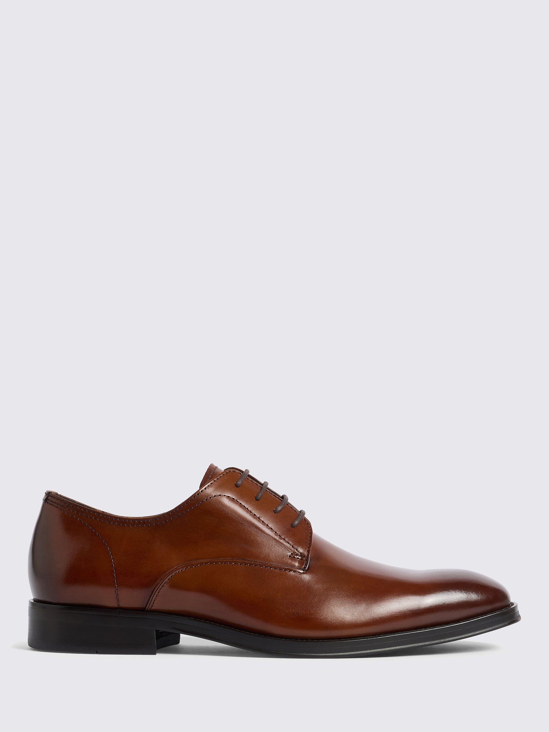 Product image 1 of 4, which shows Moss John White Lace Up Leather Derby Shoes, Tan, 8