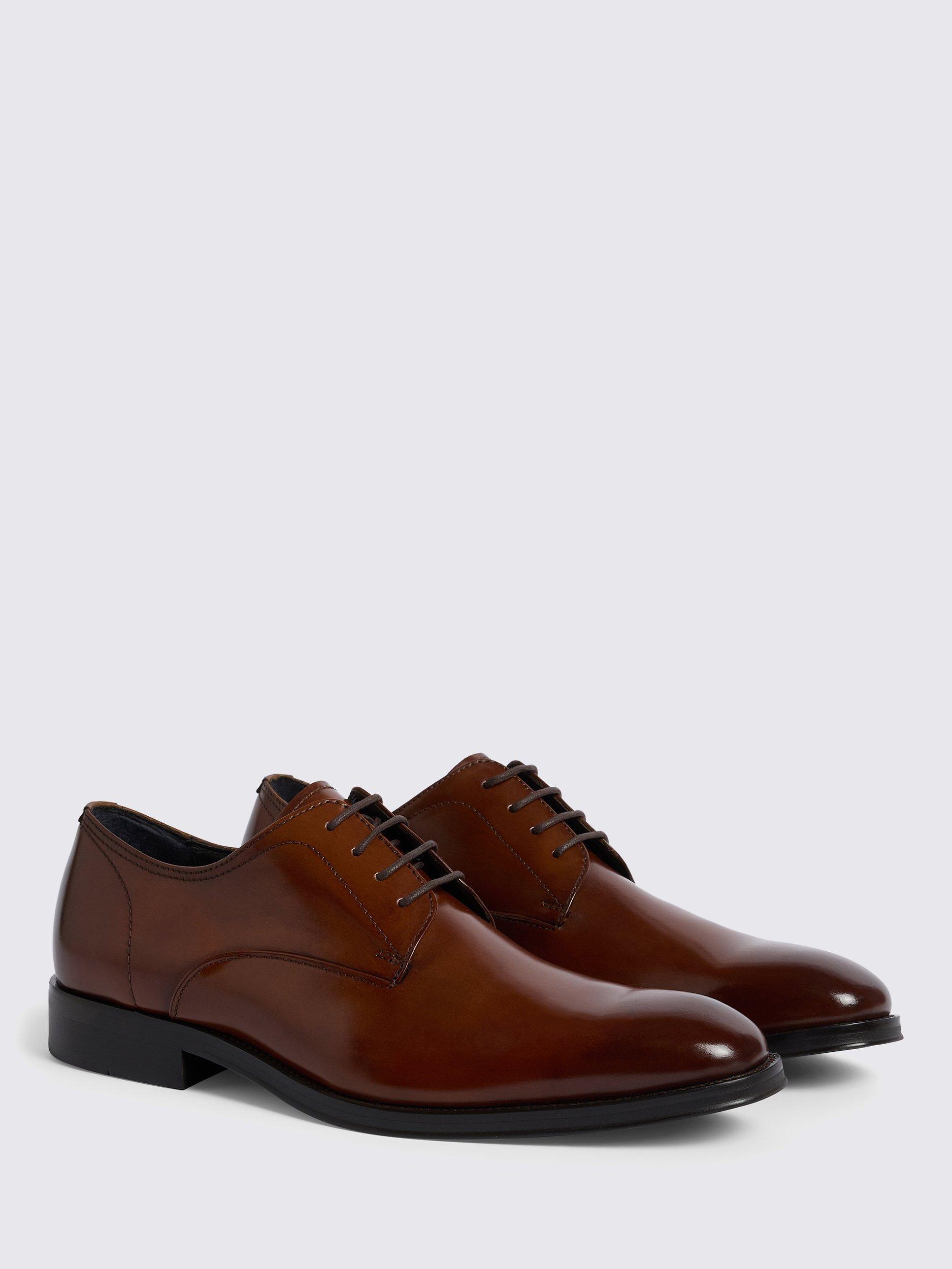 Product image 2 of 4, which shows Moss John White Lace Up Leather Derby Shoes, Tan, 8