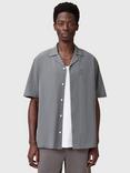 AllSaints Organic Cotton Slim Fit Revere Collar Shirt, Grey Mid