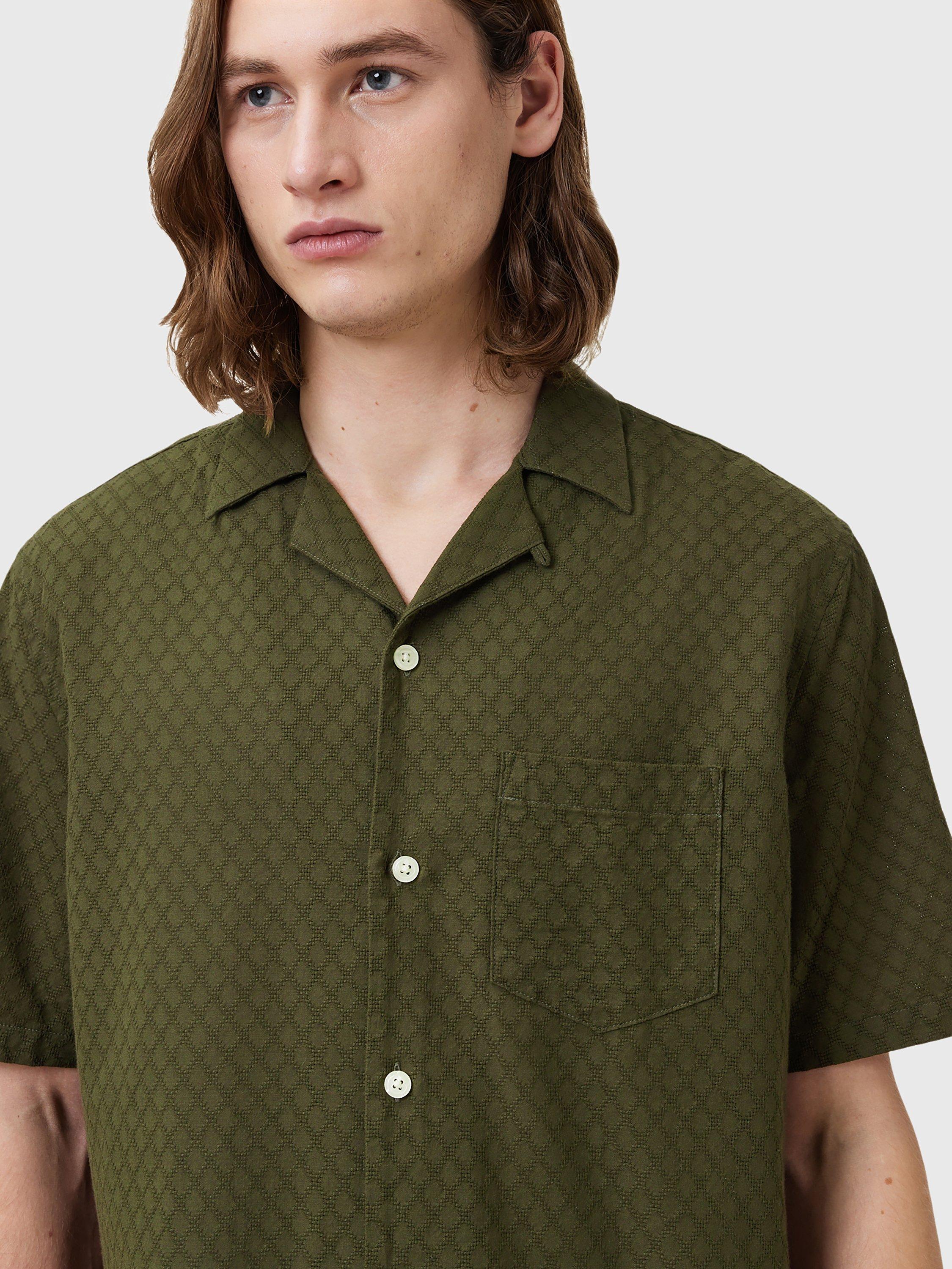 Product image 5 of 6, which shows AllSaints Kylo Cotton Shirt, Kelp Green, L