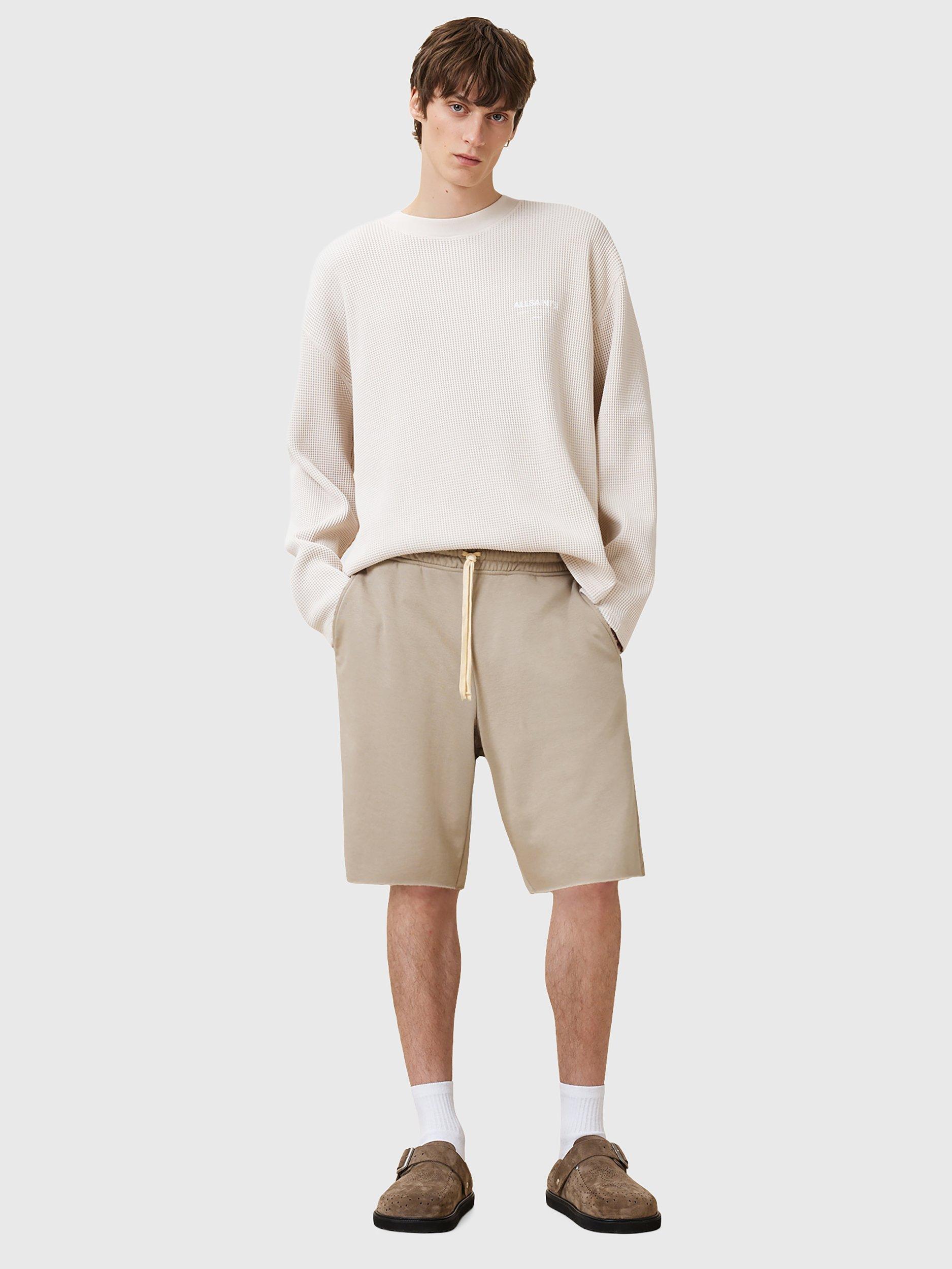 Product image 3 of 6, which shows AllSaints Helix Cotton Blend Shorts, Mire Brown, XS