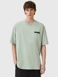AllSaints Redact Cotton Loose Fit Short Sleeve Logo T-Shirt, Mineral Green, Mineral Green