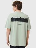AllSaints Redact Cotton Loose Fit Short Sleeve Logo T-Shirt, Mineral Green, Mineral Green