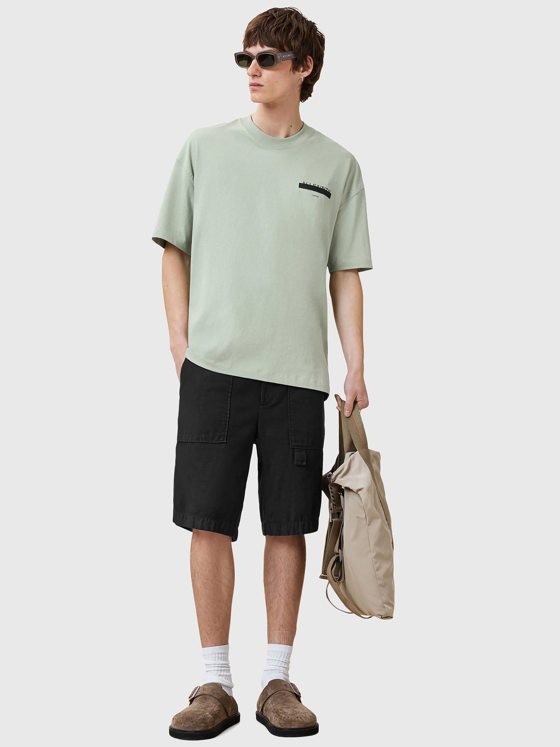 Product image 7 of 11, which shows AllSaints Redact Cotton Loose Fit Short Sleeve Logo T-Shirt, Mineral Green, L