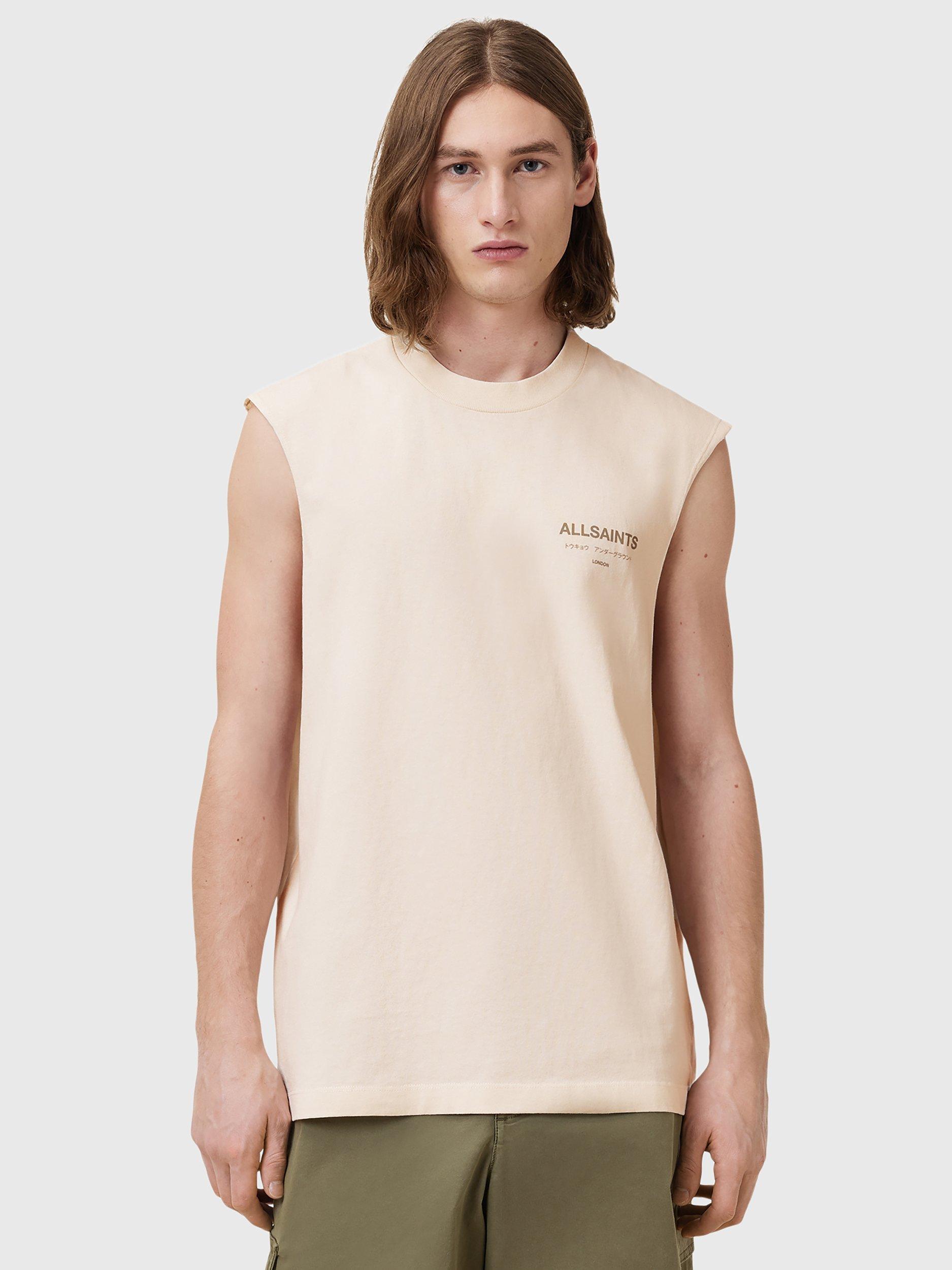 Product image 1 of 7, which shows AllSaints Underground Sleeveless Cotton Top, Sandy White, S