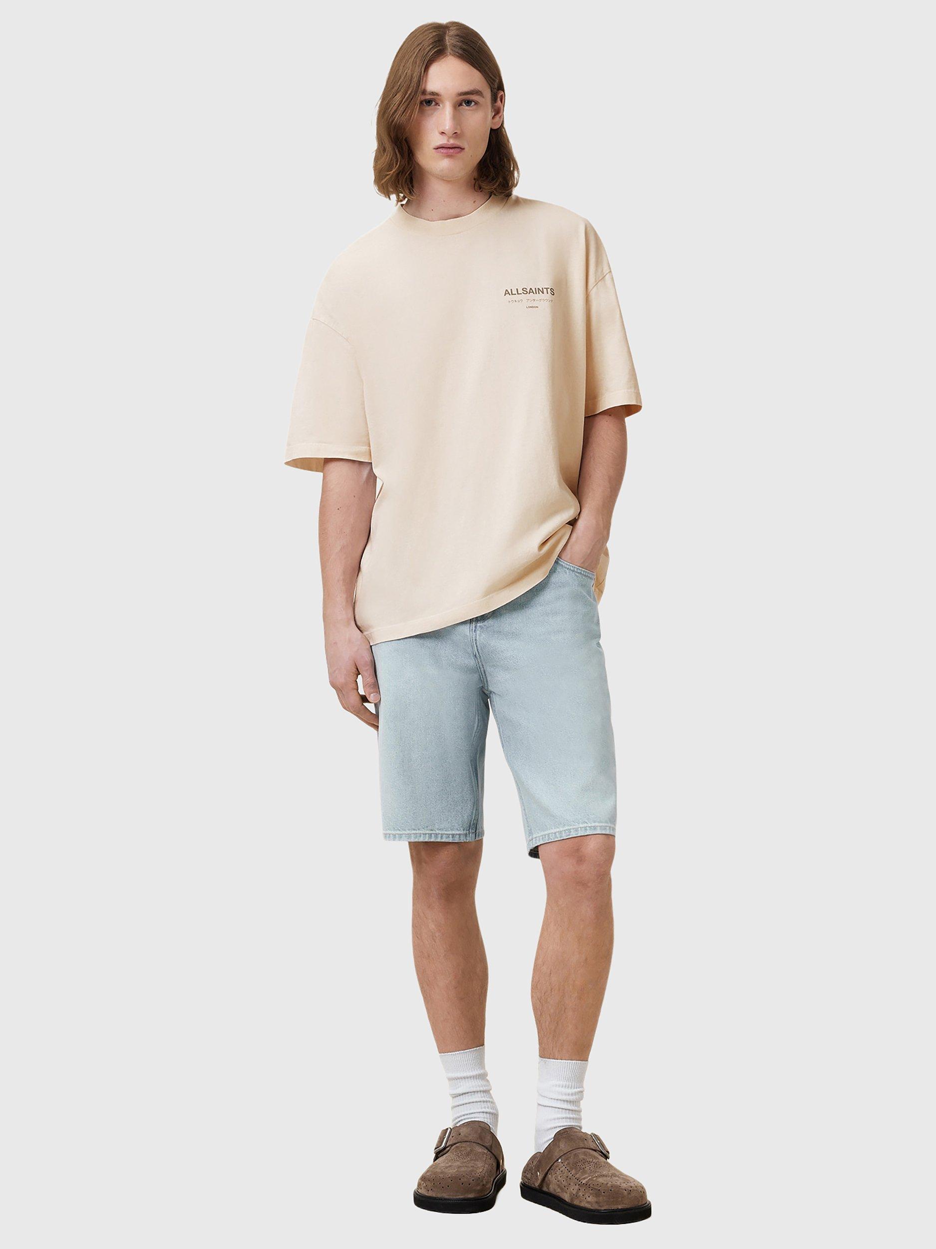 Product image 3 of 7, which shows AllSaints Underground Short Sleeve Crew Neck T-Shirt, Beige, M