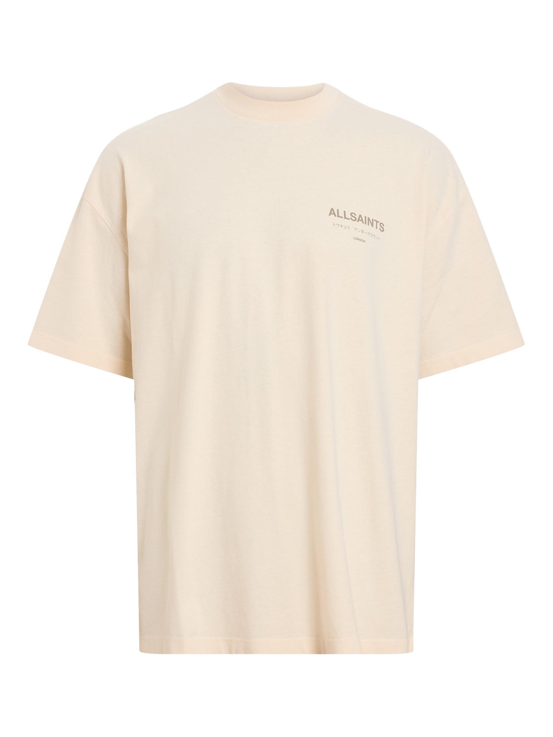 Product image 4 of 7, which shows AllSaints Underground Short Sleeve Crew Neck T-Shirt, Beige, M