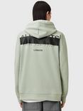 AllSaints Redact Oth Relaxed Fit Organic Cotton Hoodie, Mineral Green