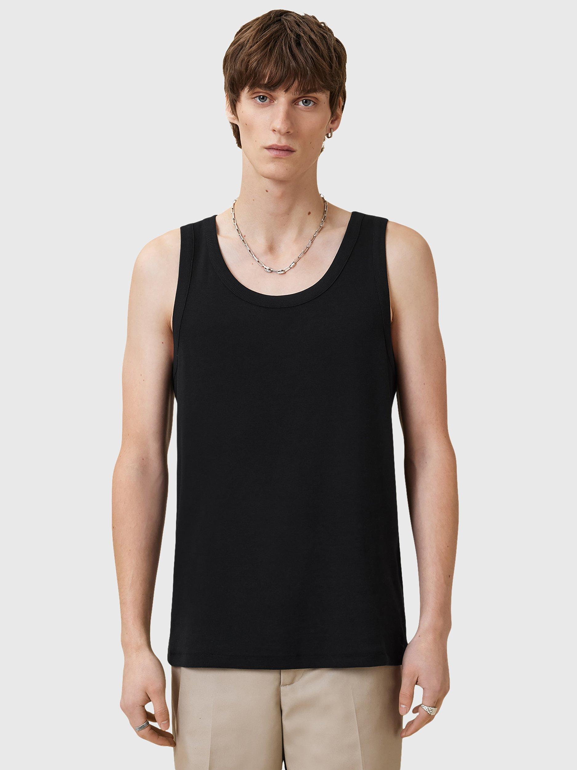 Product image 1 of 6, which shows AllSaints Edwards Textured Vest, Black, XS
